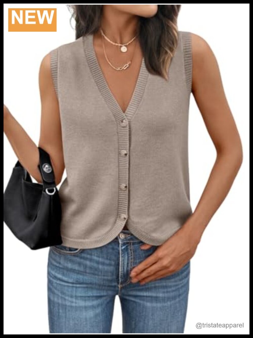 Lillusory Women's Sleeveless Knit Sweater Vest V Neck Button Up